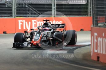 World © Octane Photographic Ltd. Formula 1 – Singapore GP - Qualifying. Haas F1 Team VF-18 – Romain Grosjean. Marina Bay Street Circuit, Singapore. Saturday 15th September 2018.