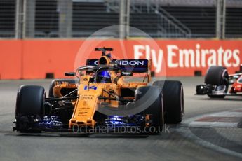 World © Octane Photographic Ltd. Formula 1 – Singapore GP - Qualifying. McLaren MCL33 – Fernando Alonso. Marina Bay Street Circuit, Singapore. Saturday 15th September 2018.