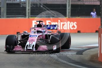 World © Octane Photographic Ltd. Formula 1 – Singapore GP - Qualifying. Racing Point Force India VJM11 - Sergio Perez. Marina Bay Street Circuit, Singapore. Saturday 15th September 2018.