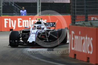 World © Octane Photographic Ltd. Formula 1 – Singapore GP - Qualifying. Williams Martini Racing FW41 – Sergey Sirotkin. Marina Bay Street Circuit, Singapore. Saturday 15th September 2018.