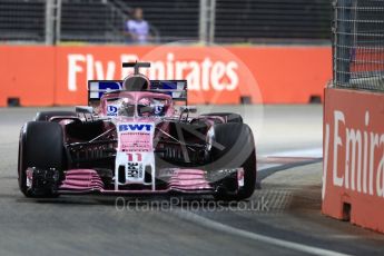 World © Octane Photographic Ltd. Formula 1 – Singapore GP - Qualifying. Racing Point Force India VJM11 - Sergio Perez. Marina Bay Street Circuit, Singapore. Saturday 15th September 2018.