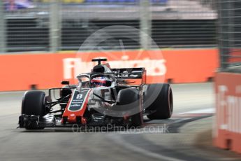 World © Octane Photographic Ltd. Formula 1 – Singapore GP - Qualifying. Haas F1 Team VF-18 – Romain Grosjean. Marina Bay Street Circuit, Singapore. Saturday 15th September 2018.