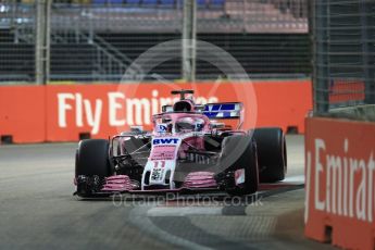 World © Octane Photographic Ltd. Formula 1 – Singapore GP - Qualifying. Racing Point Force India VJM11 - Sergio Perez. Marina Bay Street Circuit, Singapore. Saturday 15th September 2018.