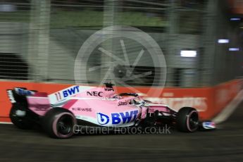 World © Octane Photographic Ltd. Formula 1 – Singapore GP - Qualifying. Racing Point Force India VJM11 - Sergio Perez. Marina Bay Street Circuit, Singapore. Saturday 15th September 2018.