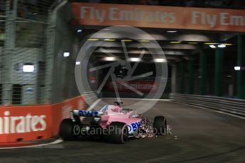 World © Octane Photographic Ltd. Formula 1 – Singapore GP - Qualifying. Racing Point Force India VJM11 - Sergio Perez. Marina Bay Street Circuit, Singapore. Saturday 15th September 2018.