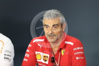 World © Octane Photographic Ltd. Formula 1 - Singapore GP – Friday FIA Team Press Conference. Maurizio Arrivabene – Managing Director and Team Principal of Scuderia Ferrari. Marina Bay Street Circuit, Singapore. Friday 14th September 2018.