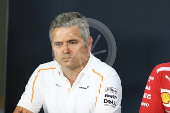 World © Octane Photographic Ltd. Formula 1 - Singapore GP - Friday FIA Team Press Conference. Gil De Ferran - Sporting Director of McLaren. Marina Bay Street Circuit, Singapore. Friday 14th September 2018.