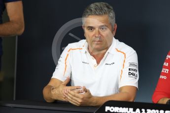 World © Octane Photographic Ltd. Formula 1 - Singapore GP - Friday FIA Team Press Conference. Gil De Ferran - Sporting Director of McLaren. Marina Bay Street Circuit, Singapore. Friday 14th September 2018.