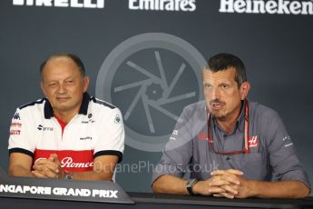 World © Octane Photographic Ltd. Formula 1 - Singapore GP - Friday FIA Team Press Conference. Frederic Vasseur – Team Principal and CEO of Sauber Motorsport AG and Guenther Steiner  - Team Principal of Haas F1 Team. Marina Bay Street Circuit, Singapore. Friday 14th September 2018.