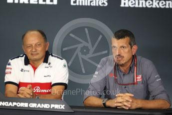 World © Octane Photographic Ltd. Formula 1 - Singapore GP - Friday FIA Team Press Conference. Frederic Vasseur – Team Principal and CEO of Sauber Motorsport AG and Guenther Steiner - Team Principal of Haas F1 Team. Marina Bay Street Circuit, Singapore. Friday 14th September 2018.