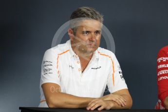 World © Octane Photographic Ltd. Formula 1 - Singapore GP - Friday FIA Team Press Conference. Gil De Ferran - Sporting Director of McLaren. Marina Bay Street Circuit, Singapore. Friday 14th September 2018.