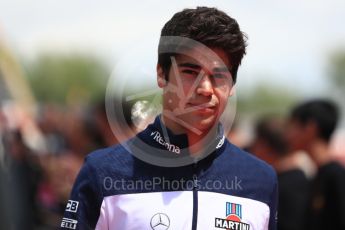 World © Octane Photographic Ltd. Formula 1 – Spanish GP - Drivers’ Parade. Williams Martini Racing FW41 – Lance Stroll. Circuit de Barcelona-Catalunya, Spain. Sunday 13th May 2018.