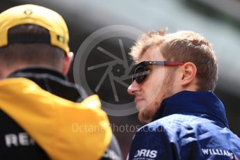 World © Octane Photographic Ltd. Formula 1 – Spanish GP - Drivers’ Parade. Williams Martini Racing FW41 – Sergey Sirotkin. Circuit de Barcelona-Catalunya, Spain. Sunday 13th May 2018.