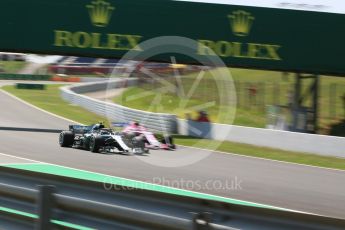 World © Octane Photographic Ltd. Formula 1 – Spanish GP - Practice 2. Mercedes AMG Petronas Motorsport AMG F1 W09 EQ Power+ - Valtteri Bottas and Sahara Force India VJM11 - Esteban Ocon. Circuit de Barcelona-Catalunya, Spain. Friday 11th May 2018.