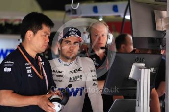 World © Octane Photographic Ltd. Formula 1 – Spanish GP - Saturday Practice 3. Sahara Force India VJM11 - Sergio Perez. Circuit de Barcelona-Catalunya, Spain. Saturday 12th May 2018.