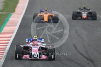World © Octane Photographic Ltd. Formula 1 – Spanish GP - Saturday Qualifying. Sahara Force India VJM11 - Esteban Ocon, McLaren MCL33 – Stoffel Vandoorne and Haas F1 Team VF-18 – Kevin Magnussen. Circuit de Barcelona-Catalunya, Spain. Saturday 12th May 2018.