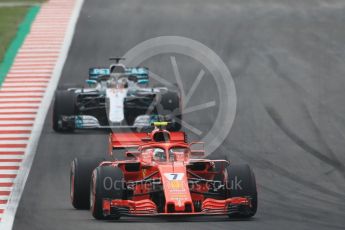 World © Octane Photographic Ltd. Formula 1 – Spanish GP - Saturday Qualifying. Scuderia Ferrari SF71-H – Kimi Raikkonen and Mercedes AMG Petronas Motorsport AMG F1 W09 EQ Power+ - Lewis Hamilton. Circuit de Barcelona-Catalunya, Spain. Saturday 12th May 2018.