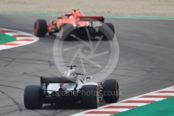 World © Octane Photographic Ltd. Formula 1 – Spanish GP - Saturday Qualifying. Scuderia Ferrari SF71-H – Kimi Raikkonen and Mercedes AMG Petronas Motorsport AMG F1 W09 EQ Power+ - Lewis Hamilton. Circuit de Barcelona-Catalunya, Spain. Saturday 12th May 2018.