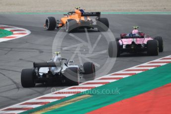 World © Octane Photographic Ltd. Formula 1 – Spanish GP - Saturday Qualifying. McLaren MCL33 – Stoffel Vandoorne, Sahara Force India VJM11 - Esteban Ocon and Mercedes AMG Petronas Motorsport AMG F1 W09 EQ Power+ - Valtteri Bottas. Circuit de Barcelona-Catalunya, Spain. Saturday 12th May 2018.