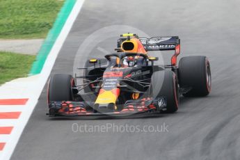 World © Octane Photographic Ltd. Formula 1 – Spanish GP - Saturday Qualifying. Aston Martin Red Bull Racing TAG Heuer RB14 – Max Verstappen. Circuit de Barcelona-Catalunya, Spain. Saturday 12th May 2018.