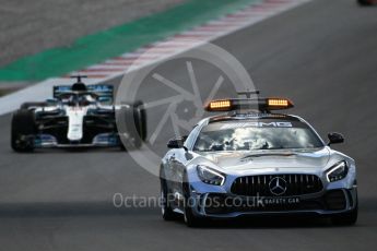 World © Octane Photographic Ltd. Formula 1 – Spanish GP - Race. Mercedes AMG Petronas Motorsport AMG F1 W09 EQ Power+ - Lewis Hamilton leads under safety car. Circuit de Barcelona-Catalunya, Spain. Sunday 13th May 2018.