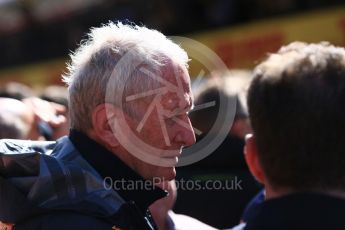 World © Octane Photographic Ltd. Formula 1 - Spanish GP - Sunday Parc Ferme. Helmut Marko - advisor to the Red Bull GmbH Formula One Teams and head of Red Bull's driver development program. Circuit de Barcelona-Catalunya, Spain. Sunday 13th May 2018.