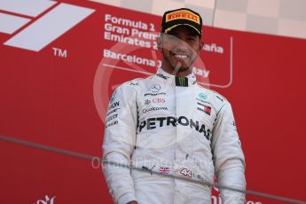 World © Octane Photographic Ltd. Formula 1 – Spanish GP - Sunday Podium. Mercedes AMG Petronas Motorsport AMG F1 W09 EQ Power+ - Lewis Hamilton (1st). Circuit de Barcelona-Catalunya, Spain. Sunday 13th May 2018.