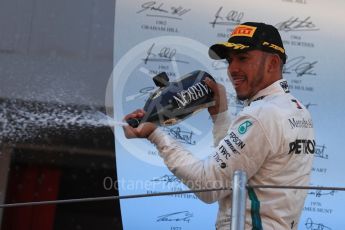 World © Octane Photographic Ltd. Formula 1 – Spanish GP - Sunday Podium. Mercedes AMG Petronas Motorsport AMG F1 W09 EQ Power+ - Lewis Hamilton (1st). Circuit de Barcelona-Catalunya, Spain. Sunday 13th May 2018.