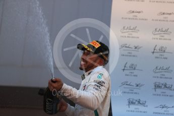 World © Octane Photographic Ltd. Formula 1 – Spanish GP - Sunday Podium. Mercedes AMG Petronas Motorsport AMG F1 W09 EQ Power+ - Lewis Hamilton (1st). Circuit de Barcelona-Catalunya, Spain. Sunday 13th May 2018.