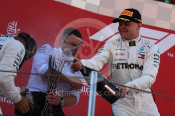 World © Octane Photographic Ltd. Formula 1 – Spanish GP - Sunday Podium. Mercedes AMG Petronas Motorsport AMG F1 W09 EQ Power+ - Lewis Hamilton (1st) Valtteri Bottas (2nd) with Peter Bonnington – Race Engineer. Circuit de Barcelona-Catalunya, Spain. Sunday 13th May 2018.