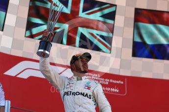 World © Octane Photographic Ltd. Formula 1 – Spanish GP - Sunday Podium. Mercedes AMG Petronas Motorsport AMG F1 W09 EQ Power+ - Lewis Hamilton (1st). Circuit de Barcelona-Catalunya, Spain. Sunday 13th May 2018.