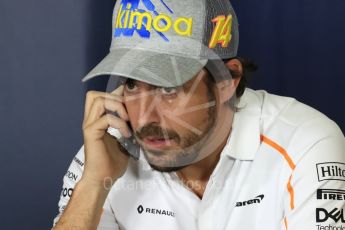 World © Octane Photographic Ltd. Formula 1 – Spanish GP - Thursday - Drivers Press Conference. McLaren – Fernando Alonso. Circuit de Barcelona-Catalunya, Spain. Thursday 10th May 2018.