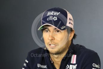 World © Octane Photographic Ltd. Formula 1 – Spanish GP - Thursday - Drivers Press Conference. Sahara Force India - Sergio Perez. Circuit de Barcelona-Catalunya, Spain. Thursday 10th May 2018.