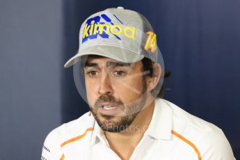 World © Octane Photographic Ltd. Formula 1 – Spanish GP - Thursday -  Drivers Press Conference. McLaren – Fernando Alonso. Circuit de Barcelona-Catalunya, Spain. Thursday 10th May 2018.