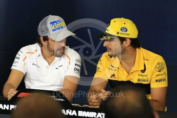 World © Octane Photographic Ltd. Formula 1 – Spanish GP - Thursday - Drivers Press Conference. McLaren – Fernando Alonso and Renault Sport F1 Team – Carlos Sainz. Circuit de Barcelona-Catalunya, Spain. Thursday 10th May 2018.
