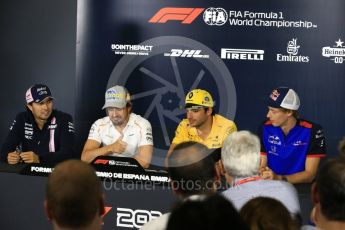 World © Octane Photographic Ltd. Formula 1 – Spanish GP - Thursday Drivers Press Conference. McLaren – Fernando Alonso, Scuderia Toro Rosso – Brendon Hartley, Sahara Force India - Sergio Perez and Renault Sport F1 Team – Carlos Sainz. Circuit de Barcelona-Catalunya, Spain. Thursday 10th May 2018.