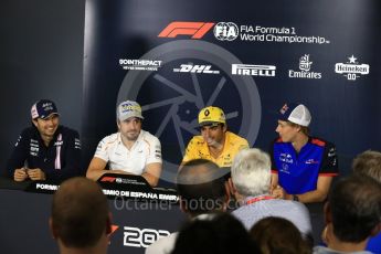 World © Octane Photographic Ltd. Formula 1 – Spanish GP - Thursday Drivers Press Conference. McLaren – Fernando Alonso, Scuderia Toro Rosso – Brendon Hartley, Sahara Force India - Sergio Perez and Renault Sport F1 Team – Carlos Sainz. Circuit de Barcelona-Catalunya, Spain. Thursday 10th May 2018.