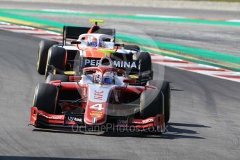 World © Octane Photographic Ltd. FIA Formula 2 (F2) – Spanish GP - Qualifying . Prema Powerteam - Nyck de Vries and MP Motorsport - Ralph Boschung. Circuit de Barcelona-Catalunya, Spain. Friday 11th May 2018.