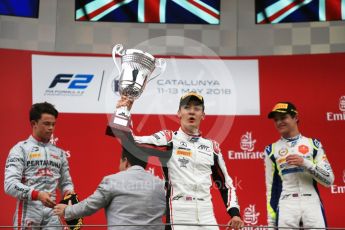World © Octane Photographic Ltd. FIA Formula 2 (F2) – Spanish GP - Race1. ART Grand Prix - George Russell, Prema Powerteam - Nyck de Vries and Carlin - Lando Norris. Circuit de Barcelona-Catalunya, Spain. Saturday 12th May 2018.