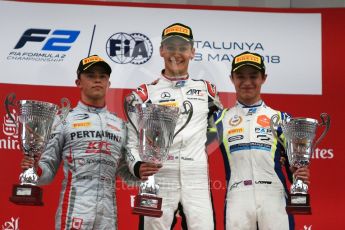 World © Octane Photographic Ltd. FIA Formula 2 (F2) – Spanish GP - Race1. ART Grand Prix - George Russell, Prema Powerteam - Nyck de Vries and Carlin - Lando Norris. Circuit de Barcelona-Catalunya, Spain. Saturday 12th May 2018.