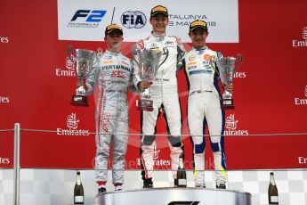 World © Octane Photographic Ltd. FIA Formula 2 (F2) – Spanish GP - Race1. ART Grand Prix - George Russell, Prema Powerteam - Nyck de Vries and Carlin - Lando Norris. Circuit de Barcelona-Catalunya, Spain. Saturday 12th May 2018.