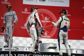 World © Octane Photographic Ltd. FIA Formula 2 (F2) – Spanish GP - Race1. ART Grand Prix - George Russell, Prema Powerteam - Nyck de Vries and Carlin - Lando Norris. Circuit de Barcelona-Catalunya, Spain. Saturday 12th May 2018.