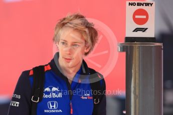 World © Octane Photographic Ltd. Formula 1 – Spanish GP - Paddock. Scuderia Toro Rosso STR13 – Brendon Hartley. Circuit de Barcelona-Catalunya, Spain. Friday 11th May 2018.
