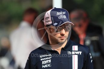 World © Octane Photographic Ltd. Formula 1 – Spanish GP - Paddock. Sahara Force India VJM11 - Sergio Perez. Circuit de Barcelona-Catalunya, Spain. Friday 11th May 2018.