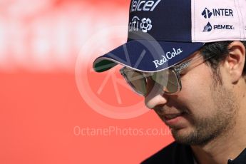 World © Octane Photographic Ltd. Formula 1 – Spanish GP - Paddock. Sahara Force India VJM11 - Sergio Perez. Circuit de Barcelona-Catalunya, Spain. Friday 11th May 2018.