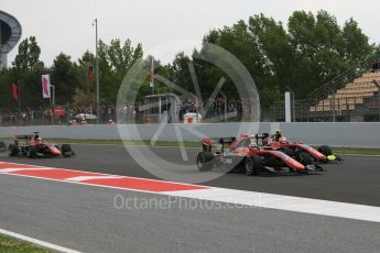 World © Octane Photographic Ltd. GP3 – Spanish GP – Race 1. Race start, lap 1. Circuit de Barcelona-Catalunya, Spain. Saturday 12th May 2018.