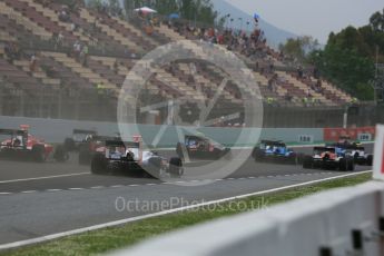 World © Octane Photographic Ltd. GP3 – Spanish GP – Race 1. Race start, lap 1. Circuit de Barcelona-Catalunya, Spain. Saturday 12th May 2018.