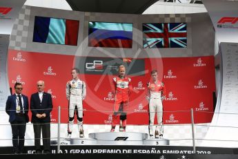 World © Octane Photographic Ltd. GP3 – Spanish GP – Race 1. ART Grand Prix - Nikita Mazepin, Anthoine Hubert and Callum Illot. Circuit de Barcelona-Catalunya, Spain. Saturday 12th May 2018.