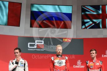 World © Octane Photographic Ltd. GP3 – Spanish GP – Race 1. ART Grand Prix - Nikita Mazepin, Anthoine Hubert and Callum Illot. Circuit de Barcelona-Catalunya, Spain. Saturday 12th May 2018.