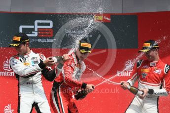 World © Octane Photographic Ltd. GP3 – Spanish GP – Race 1. ART Grand Prix - Nikita Mazepin, Anthoine Hubert and Callum Illot. Circuit de Barcelona-Catalunya, Spain. Saturday 12th May 2018.